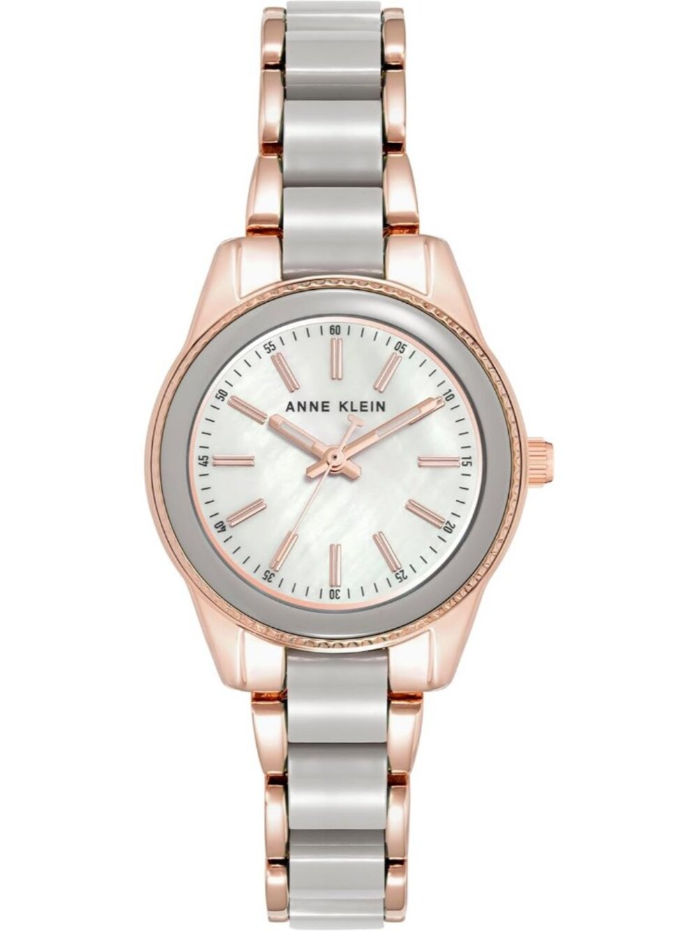 Anne Klein Women's Rose Gold Grey Analog Quartz Resin Bracelet Luxury Watch